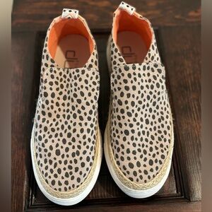 Women’s Hey Dude Peyton cheetah and pink slip on platforms